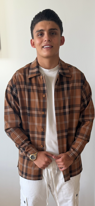 Camicia a Quadri  - Beige