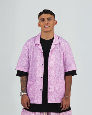 Camicia Bowling Stampa Fiore - Rosa