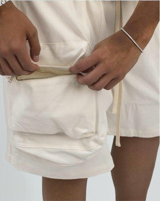 Cargo Corto Zip - Bianco