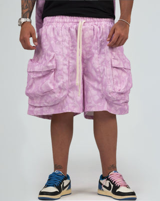 Cargo Corto Zip Stampa Fiore - Rosa