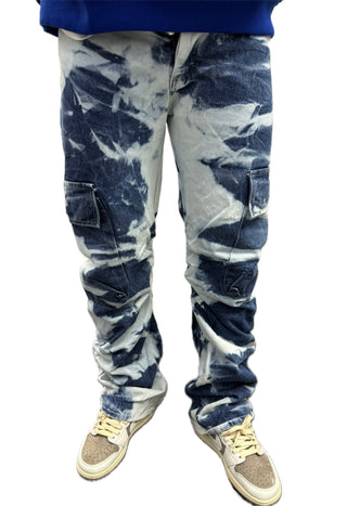 Jeans maculato stone wash blue