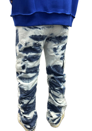 Jeans maculato stone wash blue