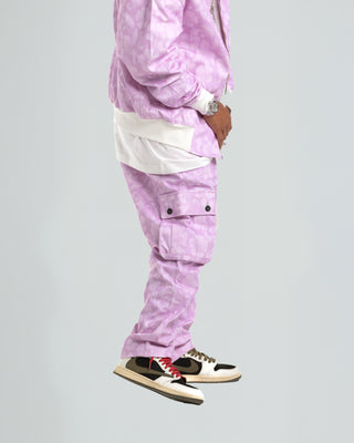 Jogger Cargo Stampa Fiore - Rosa