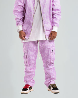 Jogger Cargo Stampa Fiore - Rosa