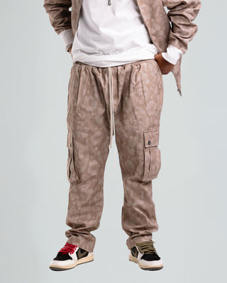 Jogger Cargo Stampa Fiore - Beige