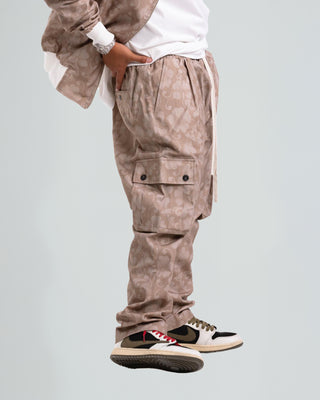 Jogger Cargo Stampa Fiore - Beige
